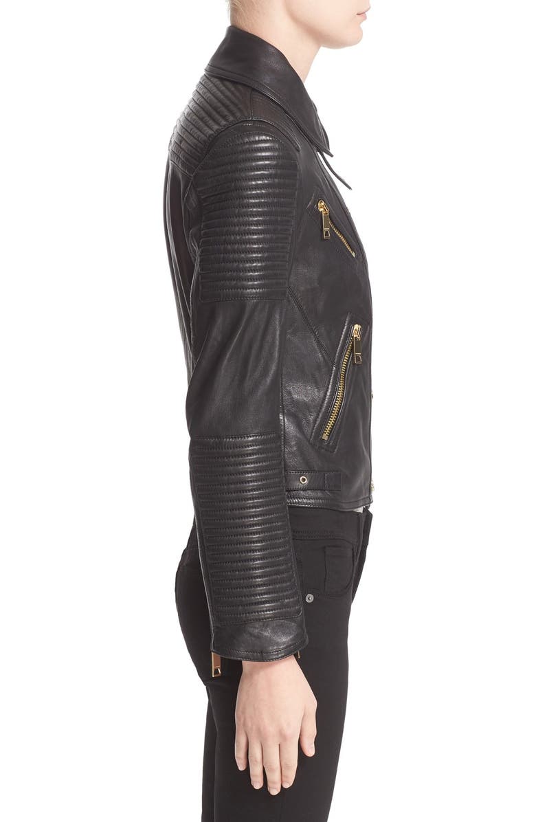 Burberry Brit 'Colefield' Double Breasted Leather Jacket, Alternate, color, 