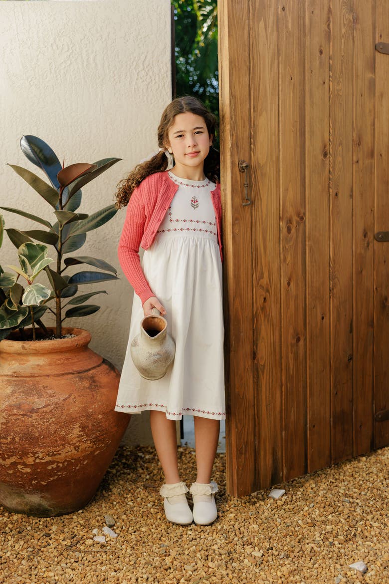 Looms Keepsake Collection - Girls Cable Knit Cardigan, Alternate, color, Berry