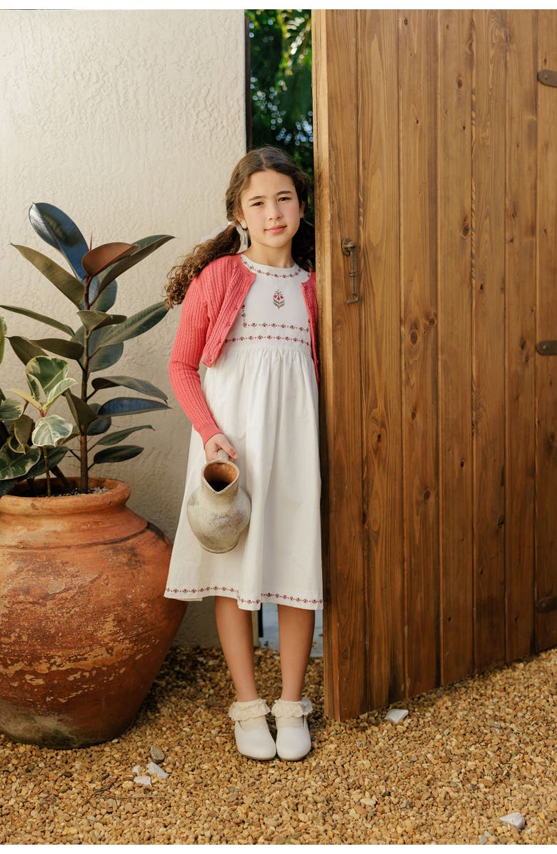 Looms Knits Looms Keepsake Collection - Girls Cable Knit Cardigan, Alternate, color, Berry