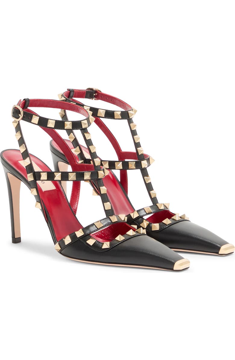 Valentino Rockstud Ankle Strap Pump, Main, color, Black