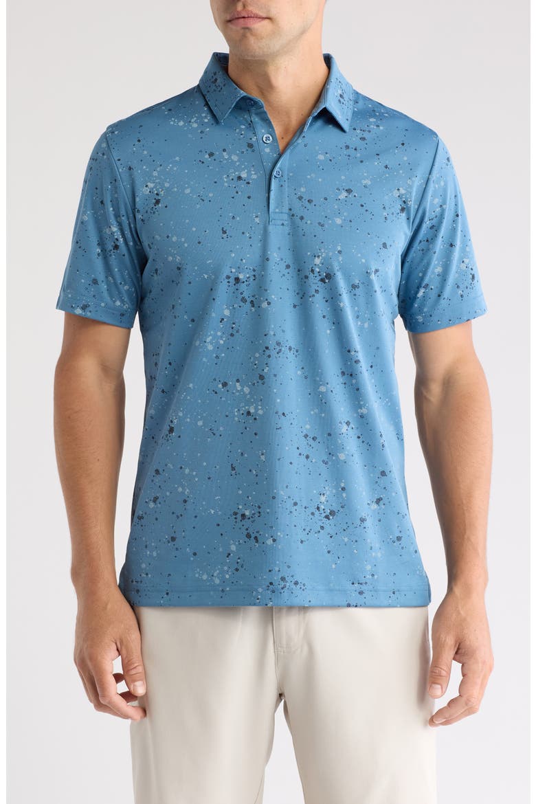 Splatter Print Polo, Main, color, STELLAR BLUE