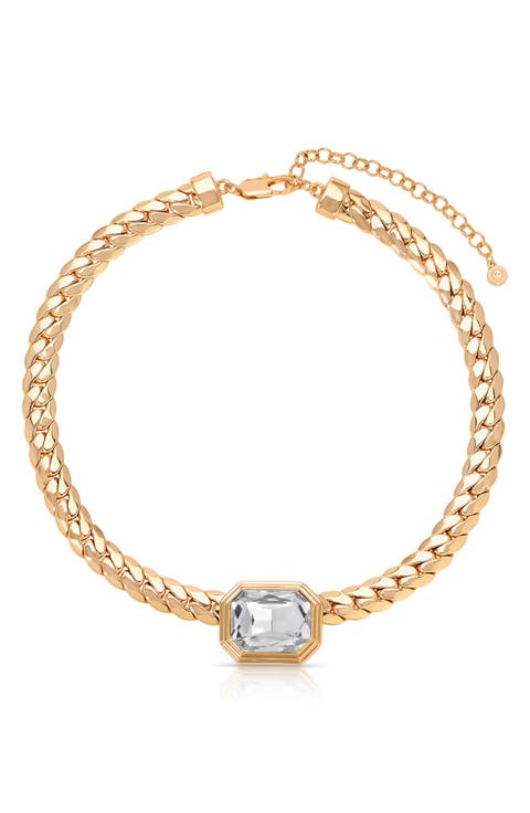 Deco Crystal Statement Cuban Chain Necklace