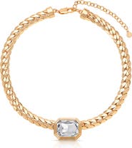 Ettika Deco Crystal Statement Cuban Chain Necklace
