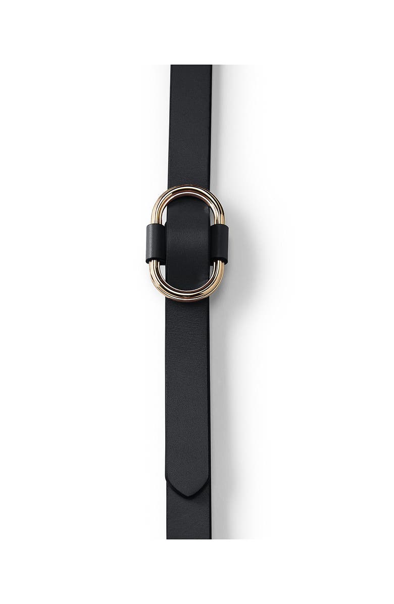 Lands' End Adjustable Skinny Leather Belt, Alternate, color, Black