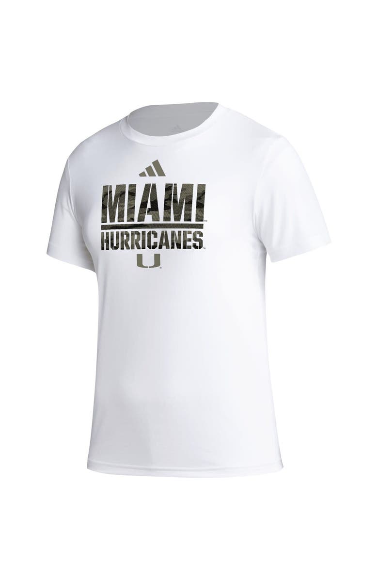 adidas Women's adidas White Miami Hurricanes AEROREADY Military Appreciation Pregame T-Shirt, Alternate, color, White