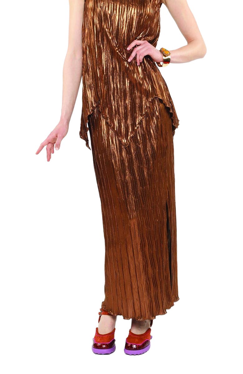 Anna Sui Fortuny Pleats Skirt, Alternate, color, Bronze