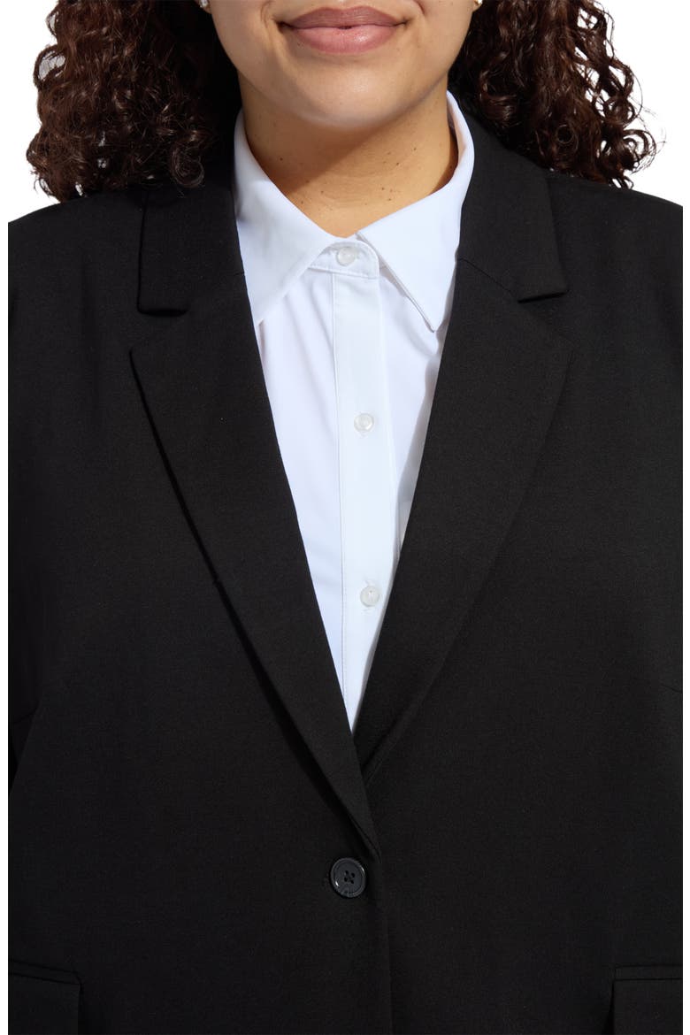 'Lyssentials One-Button Ponte Blazer, Alternate, color, BLACK