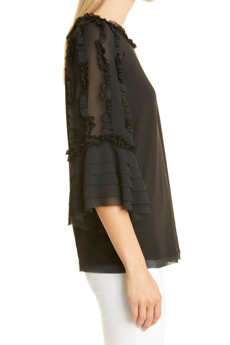 Aliza Tiered Sleeve Tunic Top, Alternate, color, BLACK
