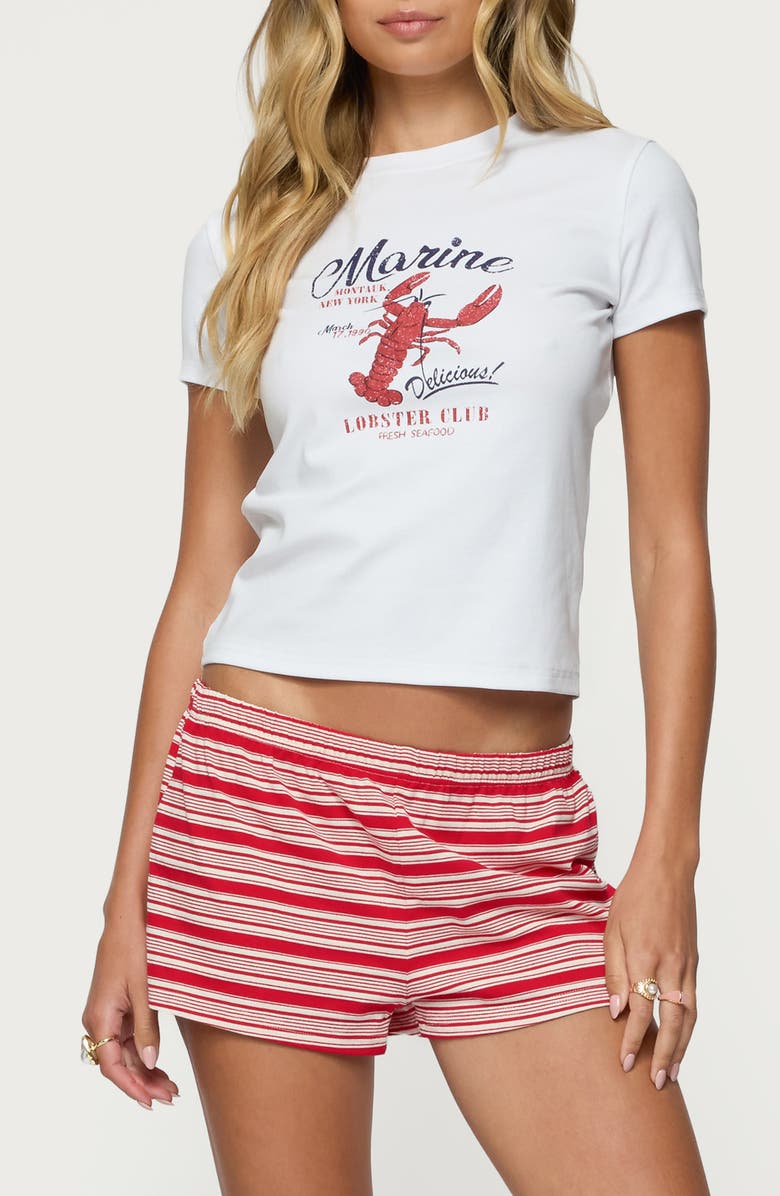 EDIKTED Lobster Club Graphic T-Shirt, Main, color, White