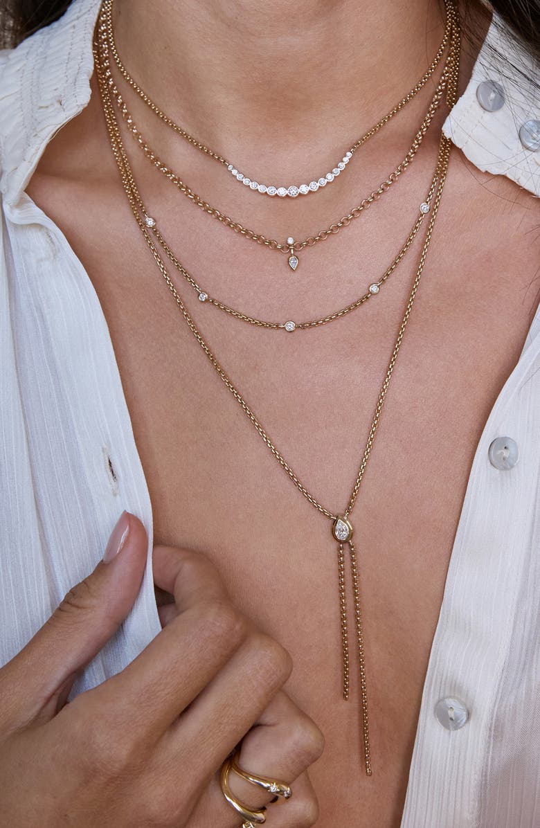 Zoë Chicco 14K Gold Graduated Bezel Diamond Necklace, Alternate, color, 14K Yellow Gold