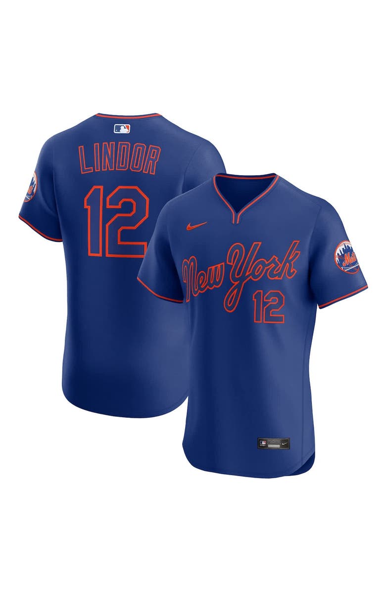 Nike Men's Nike Francisco Lindor Royal New York Mets Alternate 2 Elite Jersey, Main, color, 