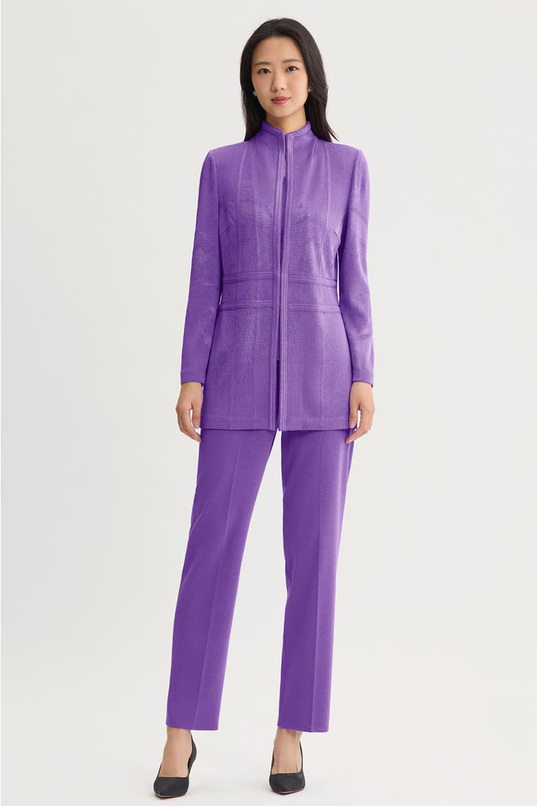Tonal Abstract Piped Knit Jacket, Alternate, color, Sunset Purple