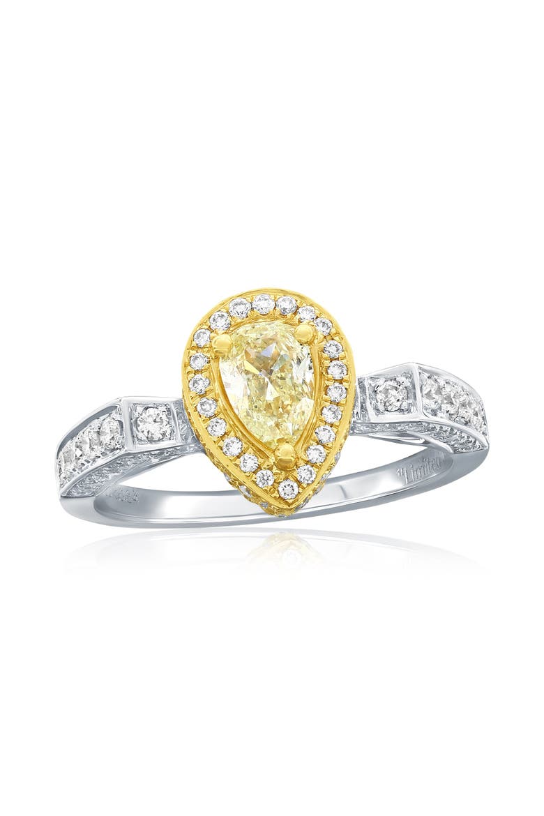 14K White & Yellow Gold 0.50ct Yellow Diamond & 0.64cttw Diamond Ring, Main, color, Yellow