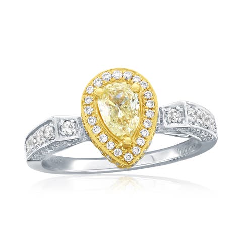 14K White & Yellow Gold 0.50ct Yellow Diamond & 0.64cttw Diamond Ring