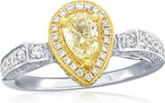 SOUZANA by Suzy Levian 14K White & Yellow Gold 0.50ct Yellow Diamond & 0.64cttw Diamond Ring