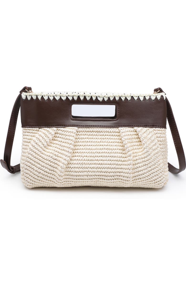 MODA LUXE Straw Crossbody Clutch, Main, color, Ivory Coffee