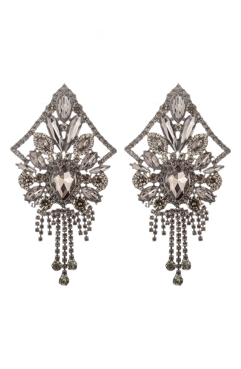 EYE CANDY LOS ANGELES Albany Crystal Statement Earrings, Main, color, Silver