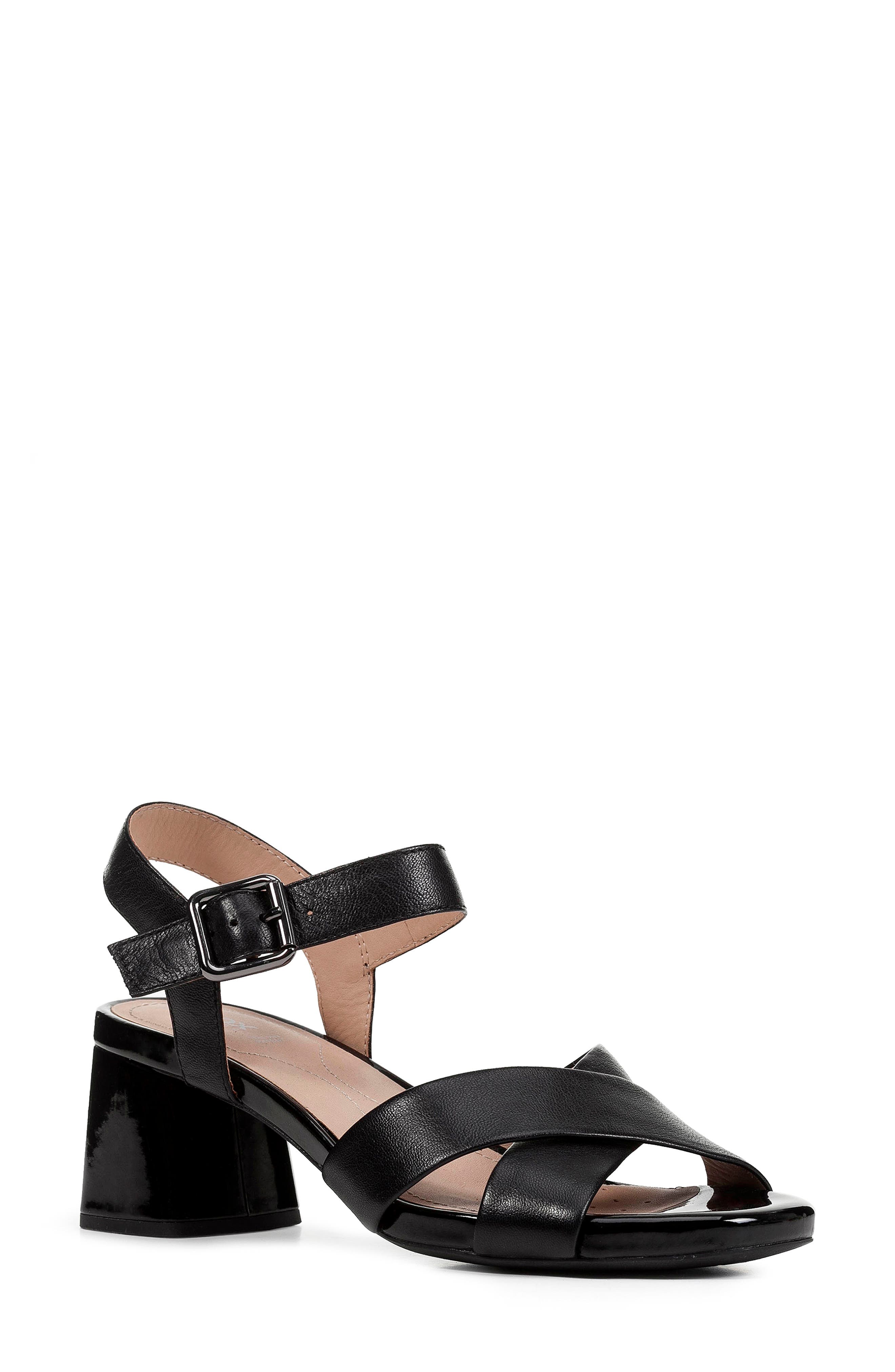 Genziana Block Heel Sandal, Main, color, BLACK NAPPA LEATHER