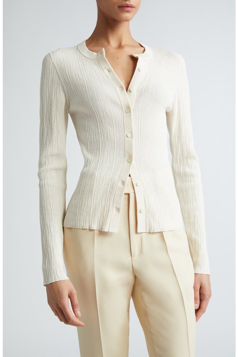 Fisher Rib Cotton Blend Cardigan, Main, color, WHITE