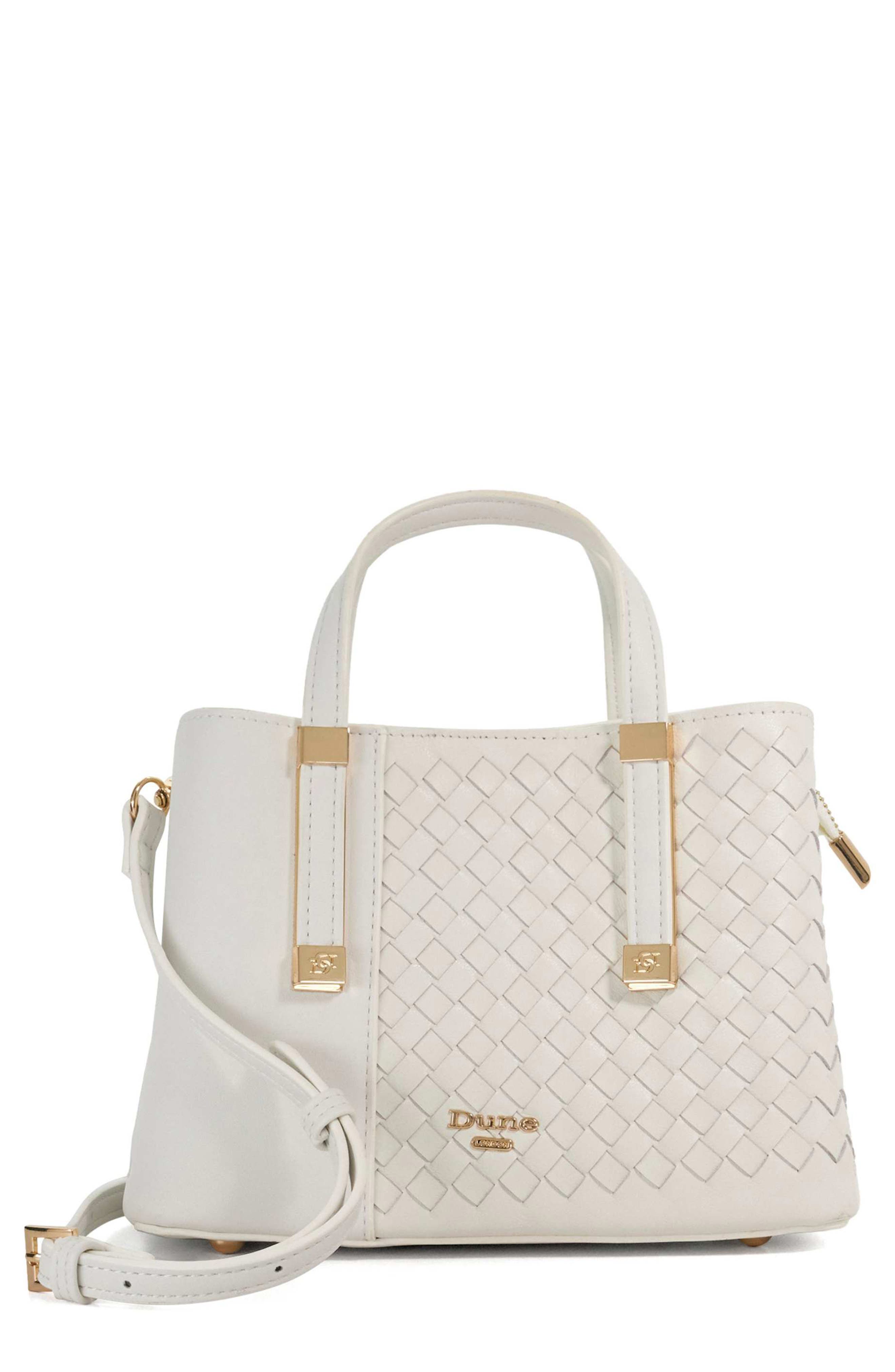 Dune London Dinkydorry Faux Leather Top Handle Bag, Main, color, White/ White