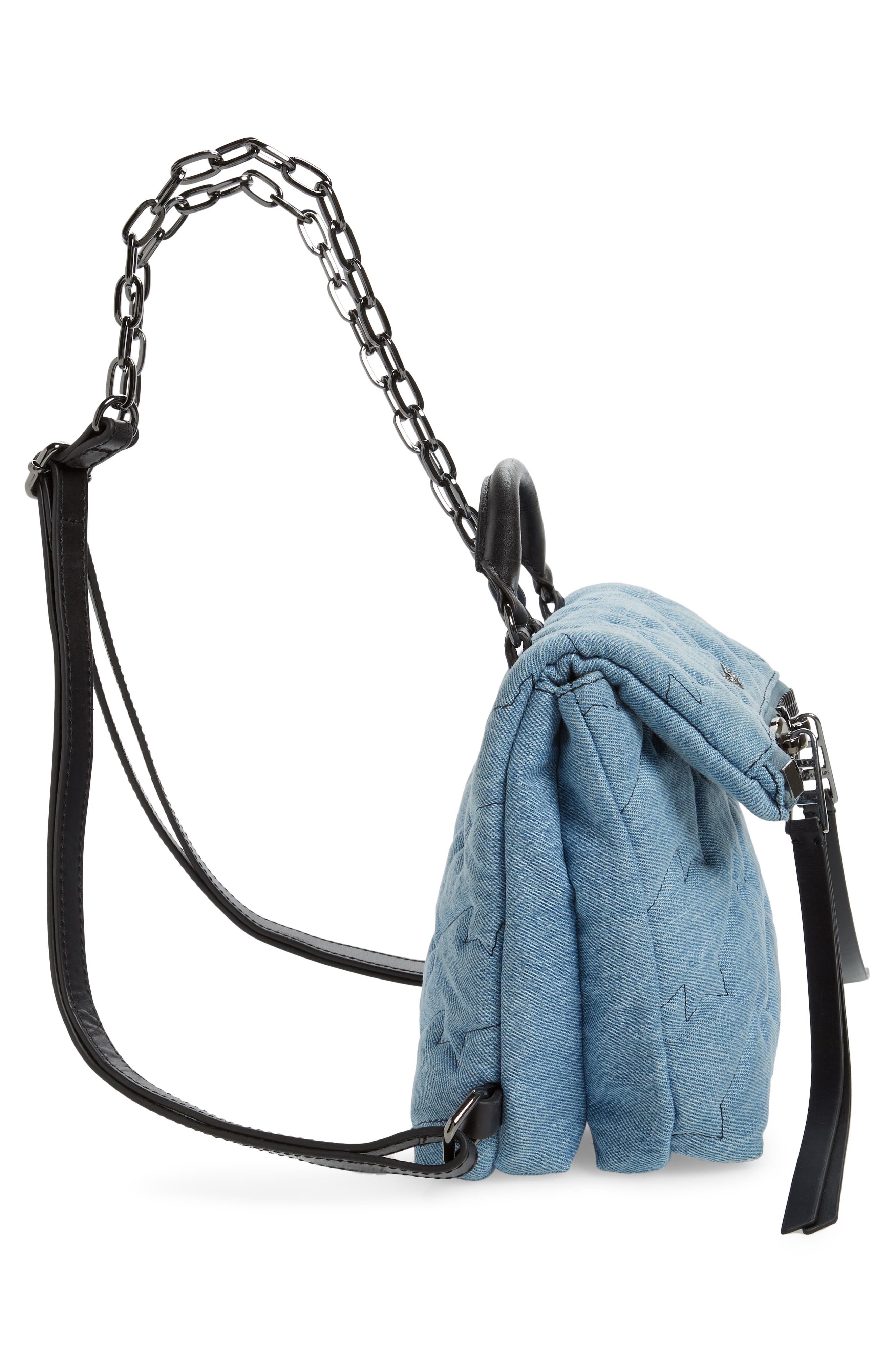 Zadig & Voltaire Romy Compact Quilted Denim Backpack, Alternate, color, 