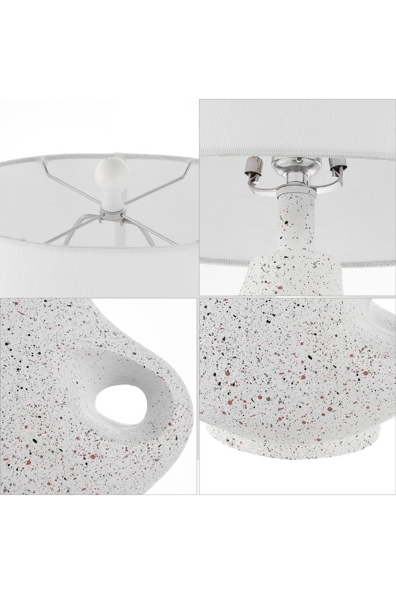 Charlotte 24" Minimalist Designer Iron/Resin Oval Shade LED Table Lamp, White Terrazzo, Alternate, color, White Terrazzo