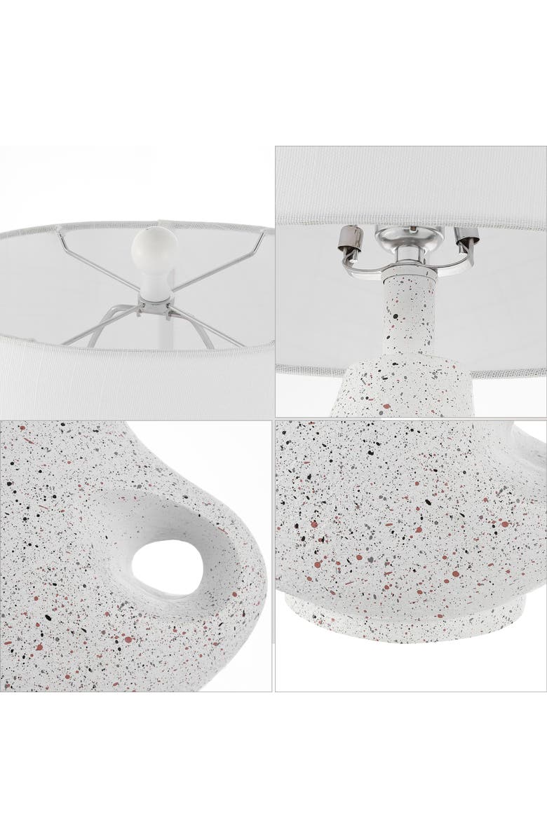 JONATHAN Y Charlotte 24" Minimalist Designer Iron/Resin Oval Shade LED Table Lamp, White Terrazzo, Alternate, color, White Terrazzo