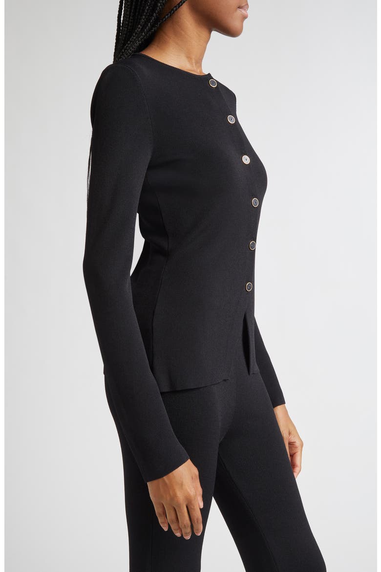 Lainey Cutaway Hem Cardigan, Alternate, color, BLACK