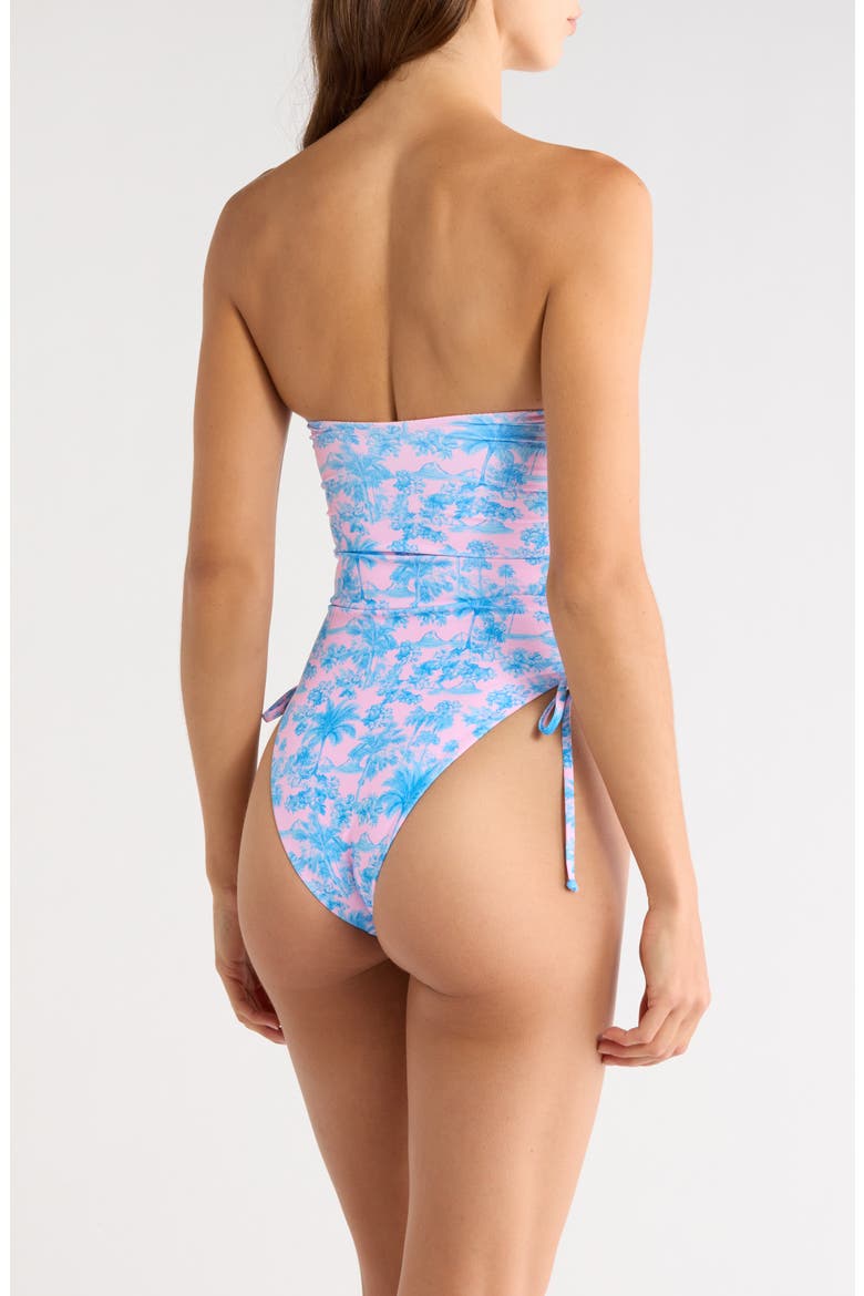 Ruched Bandeau One Piece Swimsuit, Alternate, color, PALOMA