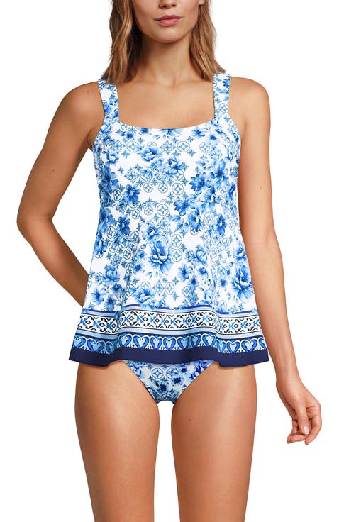 Adjustable Scoop Neck Flutter Tankini Top