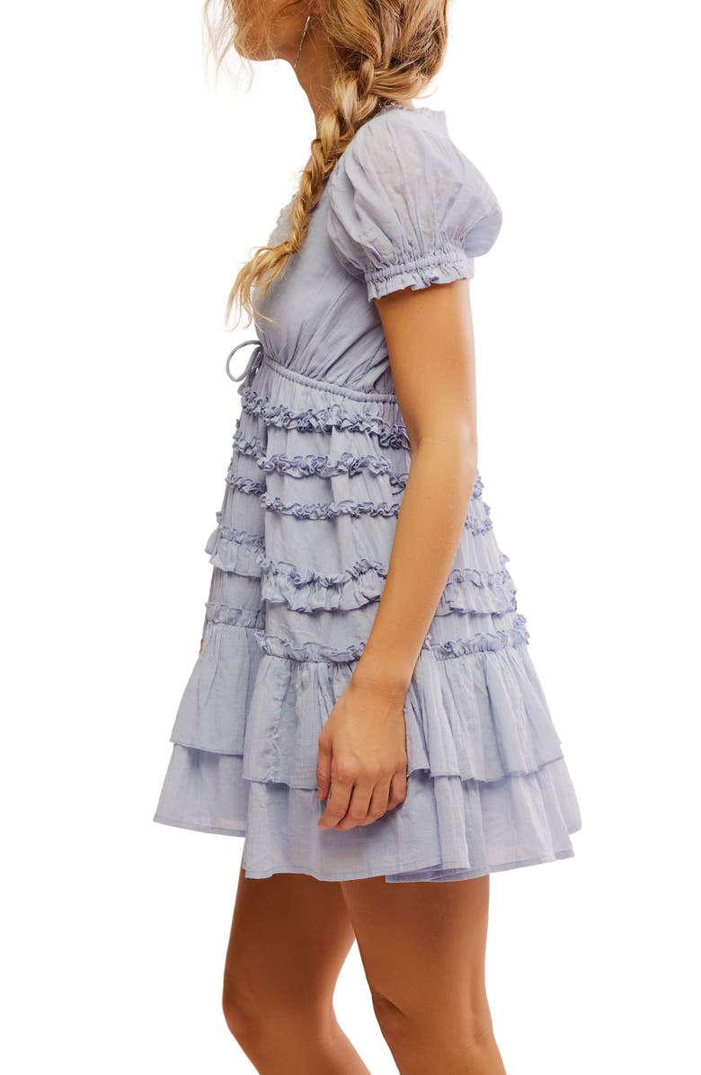 Free People Darcy Layered Ruffle Minidress, Alternate, color, Dried Hydrangea