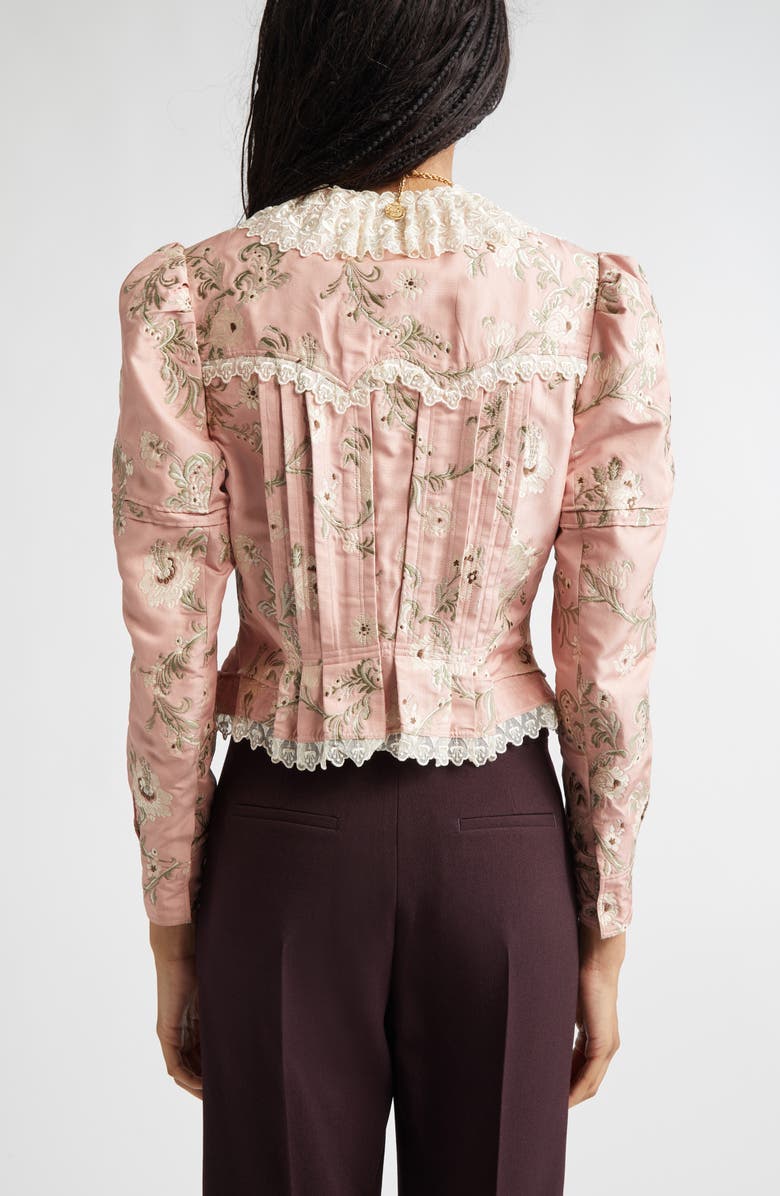 Chloé Lace Trim Taffeta Fitted Jacket, Alternate, color, 6L6 Tan Rose