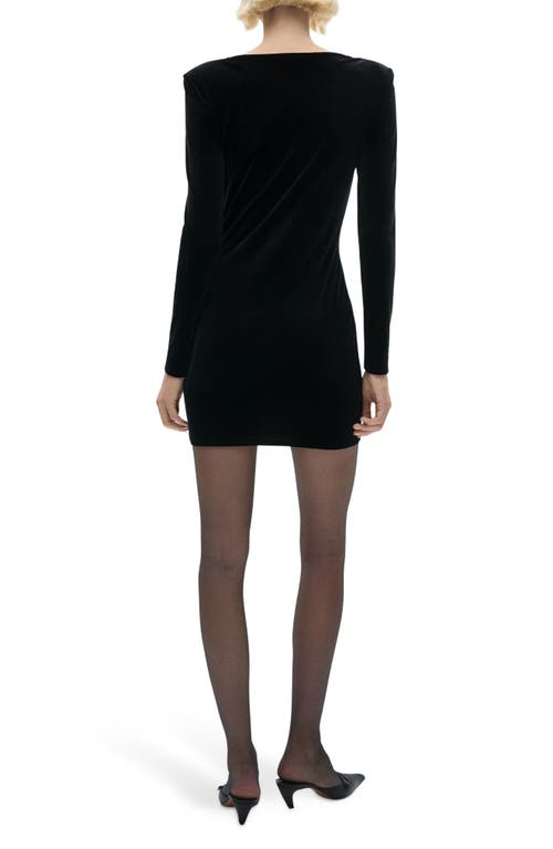 MANGO MANGO LONG SLEEVE VELVET MINIDRESS