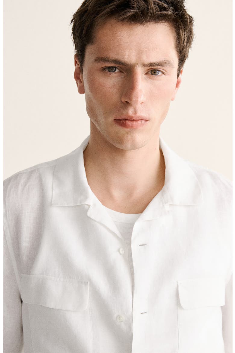 LINEN BOWLING-COLLAR SHIR, Alternate, color, WHITE