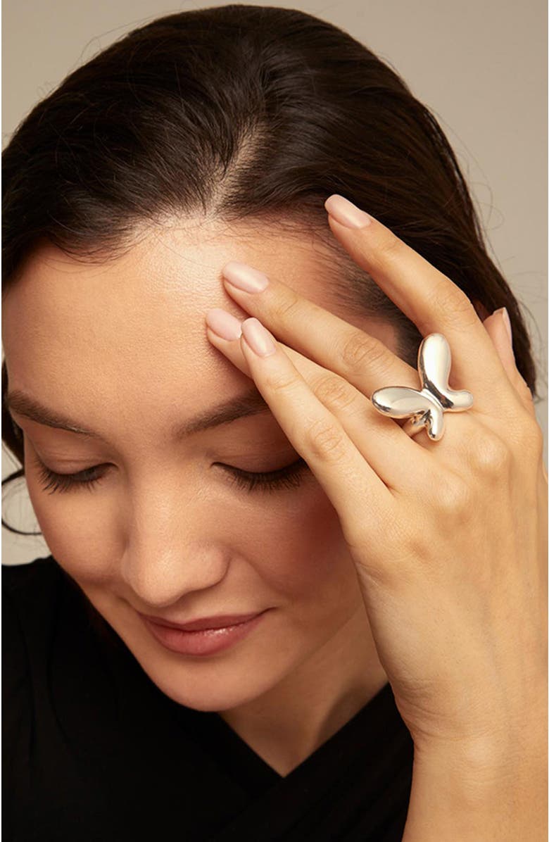 UNODE50 Ring With Medium Butterfly Shape, Alternate, color, Silver