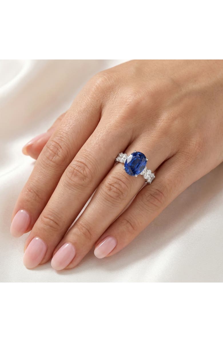 Bliss Diamond 7 1/2Ct Oval Blue Sapphire Diamond Engagement Ring 14k Gold Lab Grown, Alternate, color, 14K White Gold