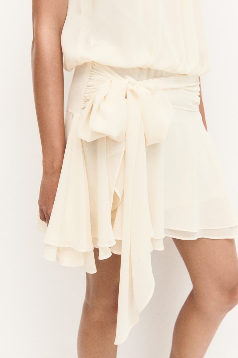 Tie-detail Chiffon Dress, Alternate, color, Cream