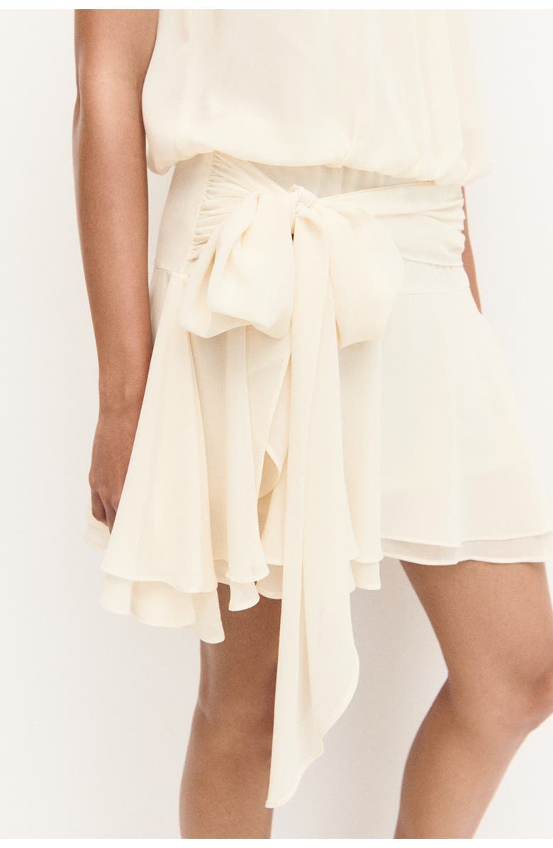 H&M Tie-detail Chiffon Dress, Alternate, color, Cream