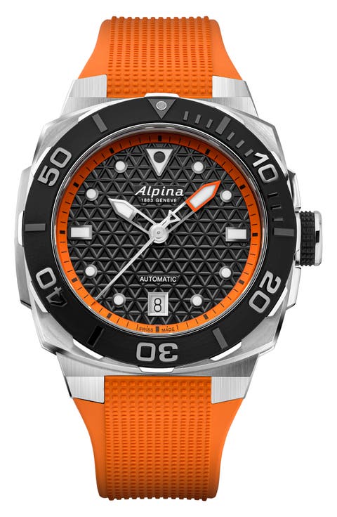 Seastrong Diver Extreme Orange Rubber Strap Automatic GMT Watch, 39mm x 40.5mm