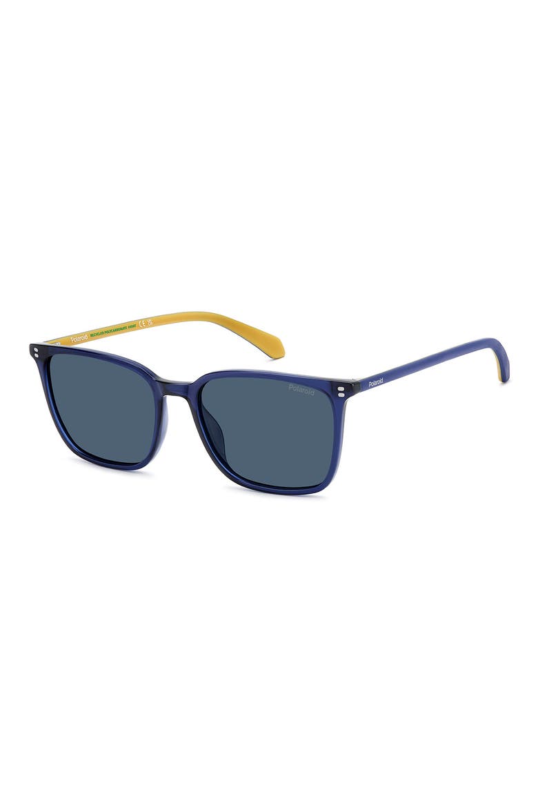 55mm Polarized Rectangular Sunglasses, Alternate, color, BLUE/ BLUE