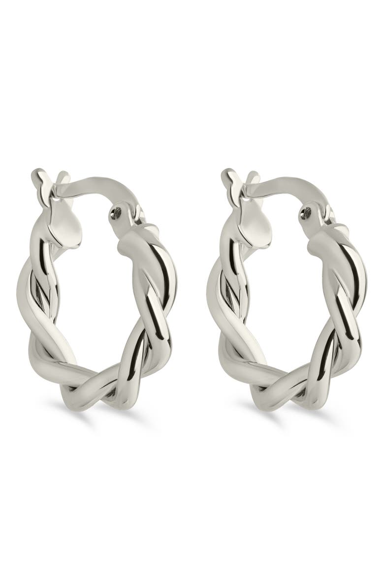 Sterling Forever Hazel Twisted Huggie Hoop Earrings, Main, color, Silver