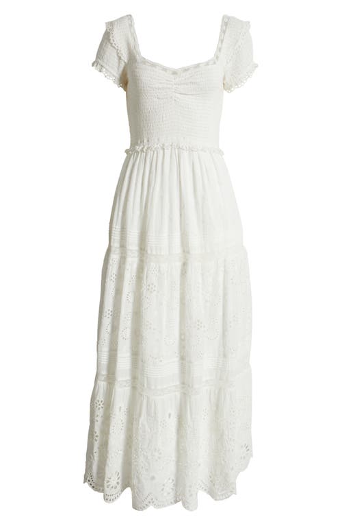 Loveshackfancy Bisolet Lace Trim Tiered Sundress In Optic White