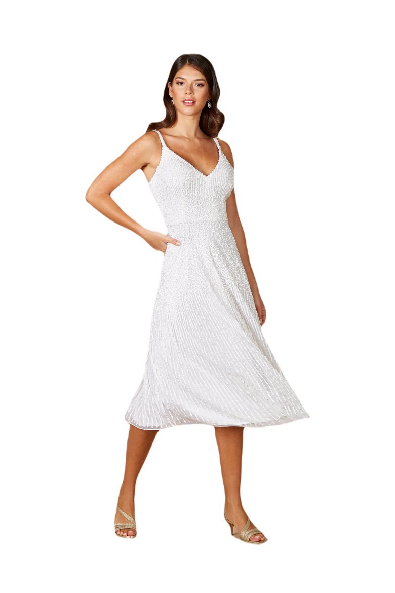 Gemma Beaded Tank Midi Dress, Main, color, Ivory