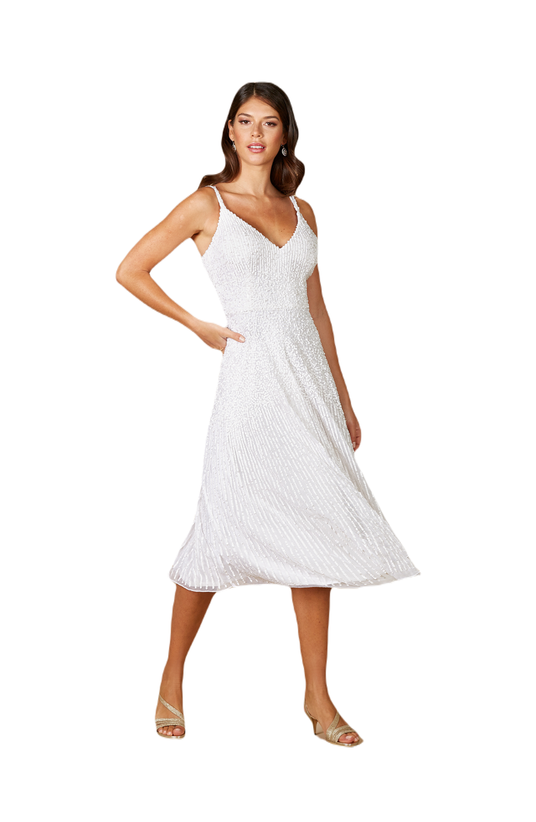 LARA New York Gemma Beaded Tank Midi Dress, Main, color, Ivory