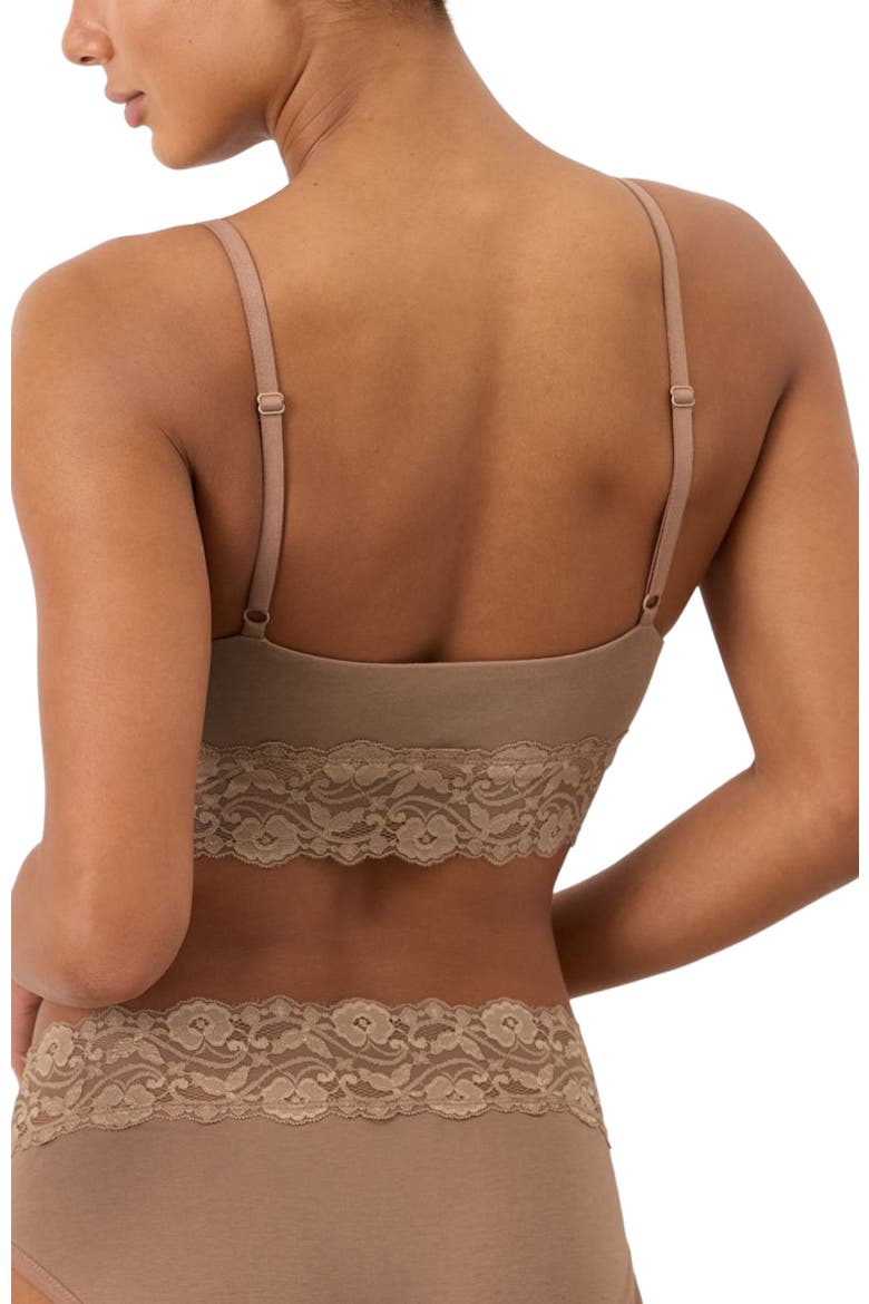 Lace Modern Scoop Bralette Made With Organic Cotton, Alternate, color, Driftwood Brown