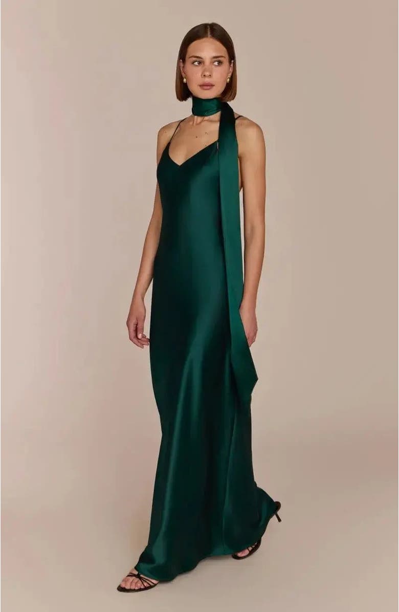 Rewritten Brooklyn Slip Dress, Main, color, Forest Green