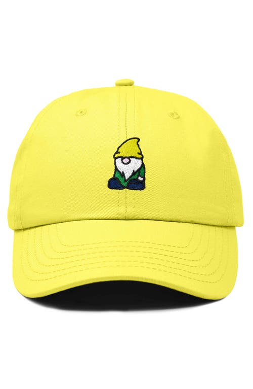 Dalix Gnome Embroidered Dad Hat In Yellow