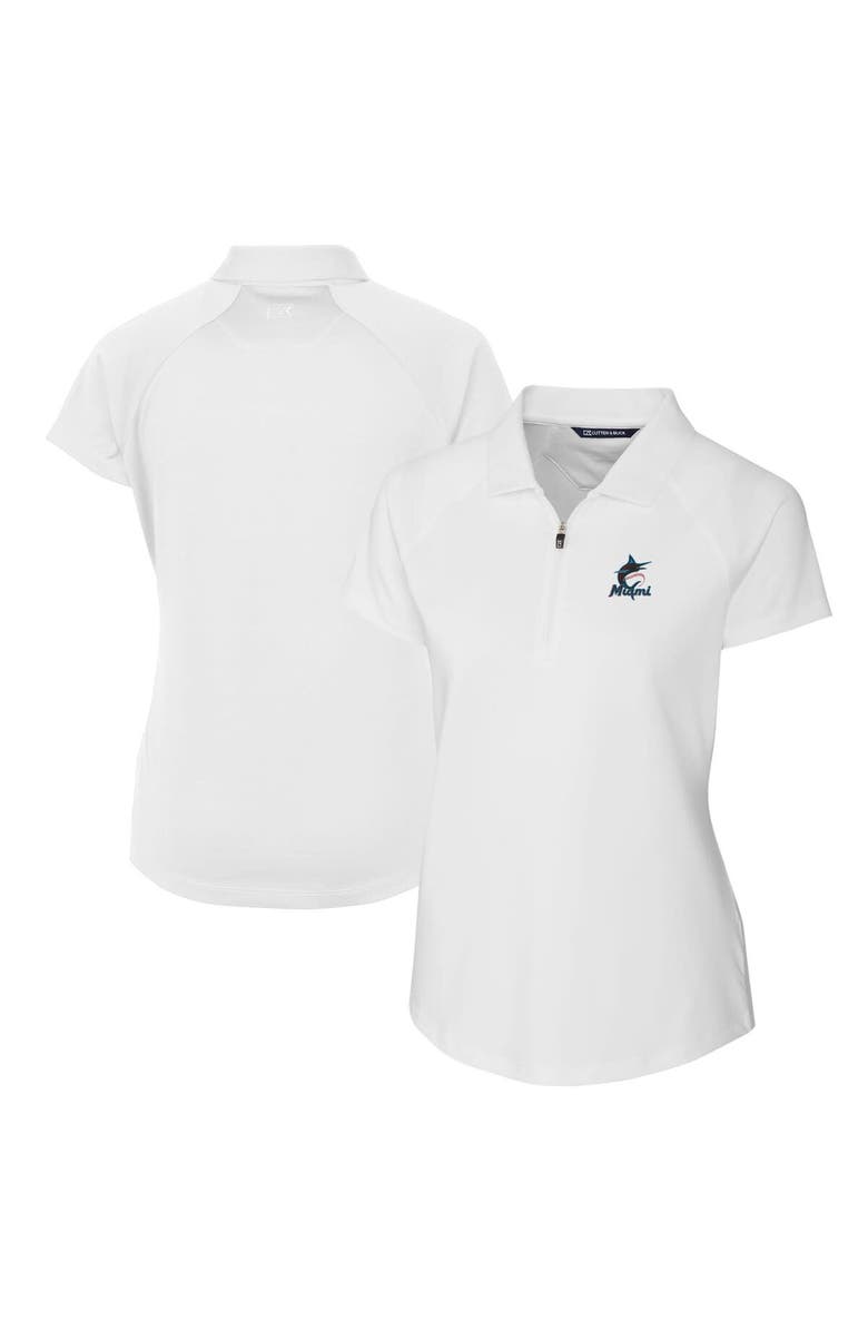 Cutter & Buck Women's Cutter & Buck White Miami Marlins DryTec Forge Stretch Polo, Alternate, color,