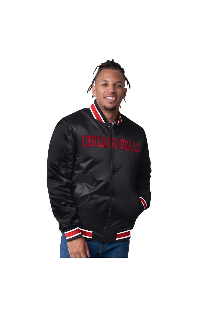 STARTER Men's Starter  Red Chicago Bulls Reversible Satin Full-Snap Varsity Jacket, Alternate, color, 