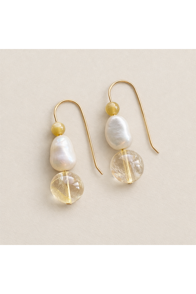 Citrine and Pearl Earrings, Alternate, color, 14k Gold Fill
